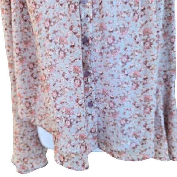 Fab'rik Long Sleeve Floral Print Flowy Blouse Sz S Cottagecore Romantic - Picture 4 of 12